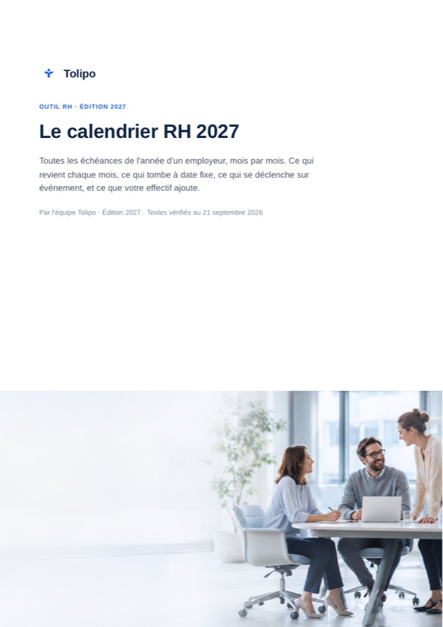 Couverture du calendrier RH 2027 de Tolipo